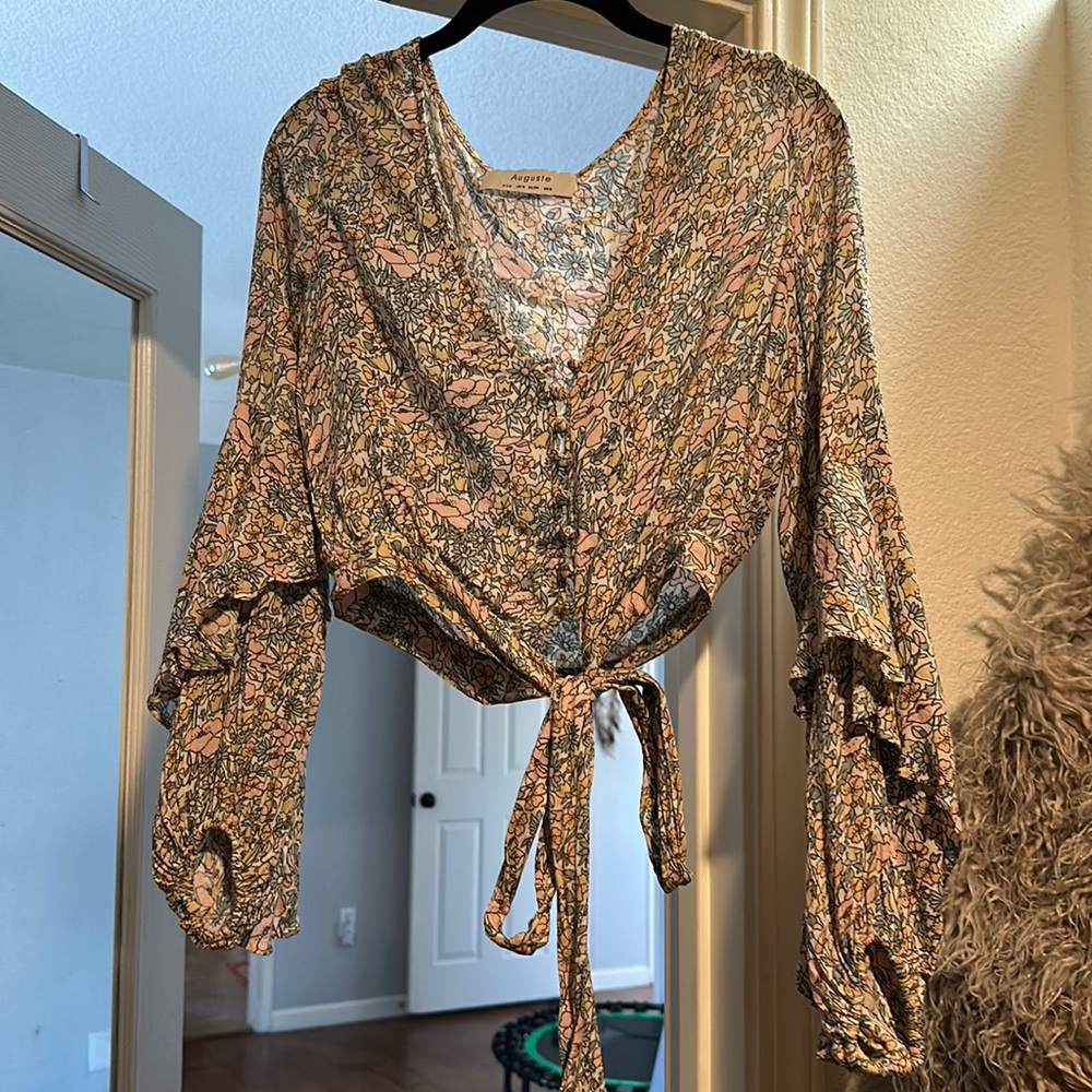 Auguste wrap top bell sleeves